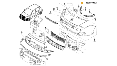 Suport Bara fata Renault Clio 3 05.2009-2014 partea dreapta, 8200800091,  piesa originala OE