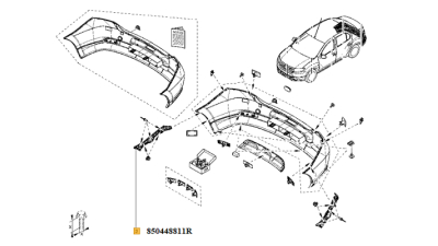Suport Bara Spate Dacia Logan II 10.2012-2017, partea Dreapta, 850448811R,  piesa originala OE