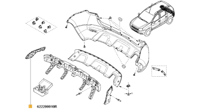 Suport Bara Spate partea Dreapta Dacia Duster 2010-10.2017 , OEM original cod 622200010R