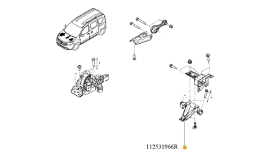 Suport fixare Cutie Viteze Dacia Dokker Lodgy Duster, Logan II, Sandero II 2012- partea stanga, 112531966R,  piesa originala OE