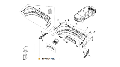Suport Bara Spate Logan II 2014- Berlina/Sedan partea Dreapta, 850441631R,  piesa originala OE