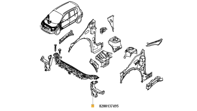 Suport superior Far Renault Megane 2 11.2002-12.2005, Scenic II 2003-2009, partea Stanga din plastic, 8200137495,  piesa originala OE