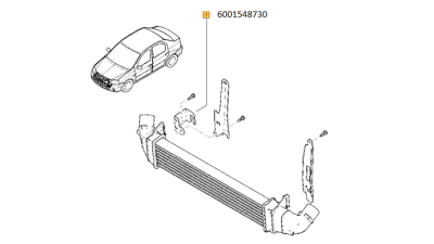 Suport Fixare radiator intercooler Dacia Logan MCV 2007-10.2008, 6001548730,  piesa originala OE
