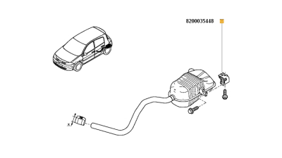 Suport Toba Esapament FIAT PUNTO EVO; RENAULT GRAND SCENIC II, GRAND SCENIC III, MEGANE, MEGANE II, MEGANE III, SCENIC II, SCENIC III; VW TOUAREG motorizare 1.2-3.0D, 8200035448,  piesa originala OE