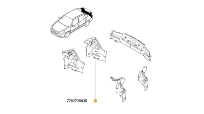 Suport Tripla Renault Symbol/Thalia II 10.2008-10.2013, rama lampa spate partea Dreapta, 7782735035,  piesa originala OE