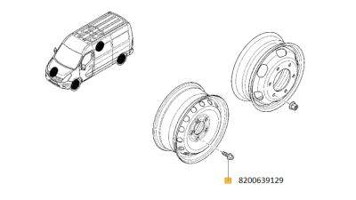 Prezon Roata M14x1.5x60mm Opel Movano, Vivaro, Renault Trafic II, Master II, Nissan Interstar, cheie de 19mm, 1 buc. 8200639129,  piesa originala OE