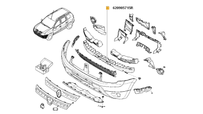 Tampon Bara Fata Dacia Duster 2010-2018, Armatura Bara De Plastic