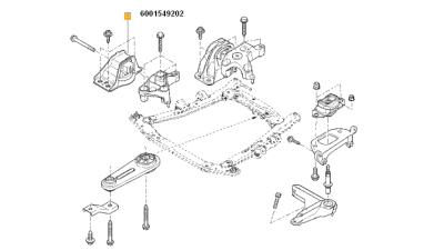 Tampon Hidroelastic motor Fata Dreapta Dacia Logan 11.2008-07.2012, Logan MCV 2009-2012; Sandero 2008-06.2010 motorizare 1.5 dci EURO 4/1.6 16V;, 6001549202,  piesa originala OE