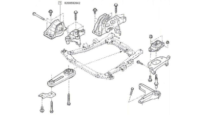 Tampon (Suport) Motor Dreapta Dacia Logan 2004-2012; Express, Logan Mcv 2007-; Sandero 2008-; Euro 3 Motor 1.5dci; Renault Megane Ii, Scenic Ii 1.5d 09.02-