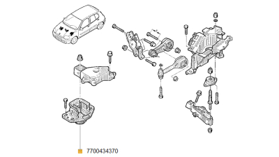 Tampon Motor Dreapta Dacia Supernova, Solenza Renault Kangoo, Clio 2,, 7700434370,  piesa originala OE