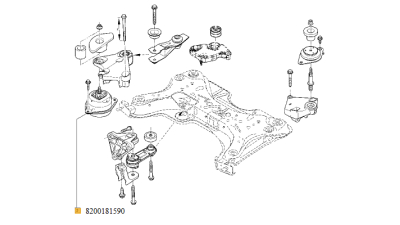 Tampon Motor Renault Laguna 2, Espace 4; Vel Satis suport motor dreapta, 8200181590,  piesa originala OE