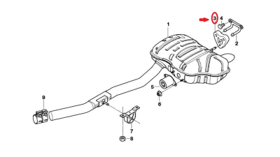 Tampon Suport Sistem Evacuare Bmw Seria 3 E46 318d/320d/320td, Seria 5 E60 535d ; 18307793793