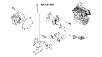 Termostat Lichid Racire Dacia Logan II, Sandero II, Duster, Dokker, Lodgy motor 1.5 dci EURO 5; NISSAN JUKE MICRA NOTE NV200 QASHQAI TIIDA RENAULT CAPTUR CLIO FLUENCE GRAND KANGOO LAGUNA LATITUDE MEGANE MODUS SCENIC TWINGO, 110605536R,  piesa originala OE
