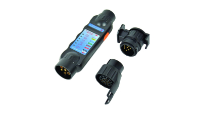 Tester cu led Carpoint pentru lumini remorca 12V cu 7 pini fisa si priza, cu 2 adaptori pentru fisa de 13 pini