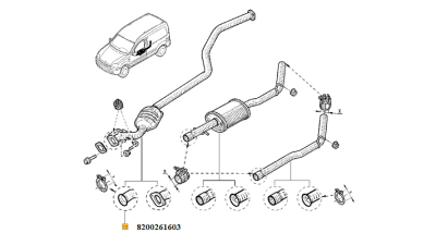 Toba Intermediara RENAULT KANGOO, KANGOO EXPRESS 10.2001- motor 1.6/1.9D, 8200261603,  piesa originala OE
