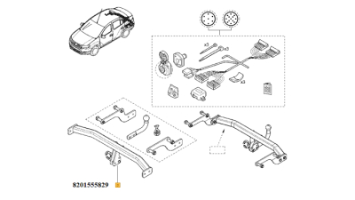 Traversa carlig Remorcare (fara cui tractare) Dacia Logan II Berlina 06.2014-, dispozitiv remorcare, 8201555829,  piesa originala OE