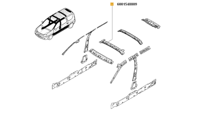 Traversa Centrala Pavilion Dacia Logan MCV 2007-2012, Logan Furgon 2007-2012;, 6001548809,  piesa originala OE