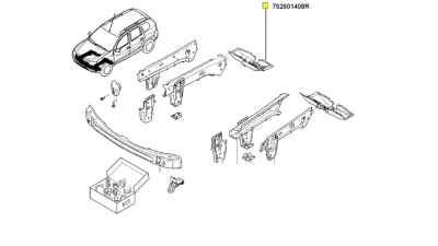 Traversa Laterala Fata Dreapta Dacia Duster 2010-2019 varianta 4x4, in spatele lonjeronului, 752601408R,  piesa originala OE