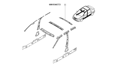 Traversa Spate Pavilion Dacia Logan 2004-2012 Berlina/sedan, 6001546772,  piesa originala OE
