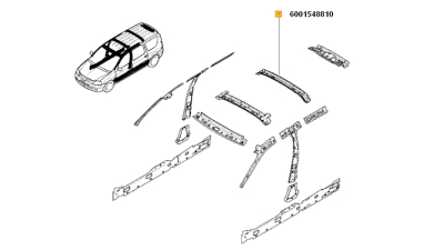 Traversa Spate Pavilion Dacia Logan Mcv 2007-2012, Furgon 2007-2012, 6001548810,  piesa originala OE