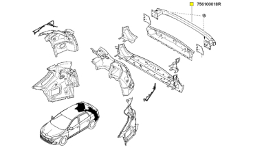 Traversa Spate Renault Megane III Combi/Grandtour 2008-2016, armatura bara spate metalic, 756100018R,  piesa originala OE
