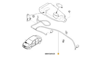 Tub Spalator parbriz intre racord si diuza stropgel Dacia Logan 2004-2012, Duster, Sandero 2008-2012, 6001549125,  piesa originala OE