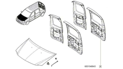 Usa Batanta Spate Dacia LOGAN Van 2007-01.2009 (Plina) partea stanga, 6001548843,  piesa originala OE