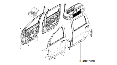 Usa Spate Dacia Lodgy 2012-; partea stanga, 821017193R,  piesa originala OE