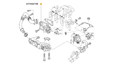 Valva EGR Reciclaj RENAULT LAGUNA II, MEGANE II, SCENIC II; SUZUKI GRAND VITARA II motorizare 1.9D, 147106672R,  piesa originala OE
