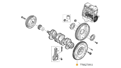 Volanta Motor 1.4 MPI (K7J) Dacia Logan 2004-, Sandero 2008-, Solenza 1.4mpi, Renault Clio II, Kangoo, 7700273911,  piesa originala OE