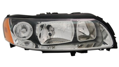 Far Volvo V70 (P80) 06.2004-03.2007/ S60 (RS) 03.2004-03.2009 /XC70 (SW) 05.2004-09.2007 TYC partea Dreapta electric fara motoras tip bec H7+H9, culoare gri