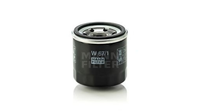 Filtru ulei Mann W67/1 Mazda MX-6, 121, 2 (DE,DJ), 3 (BK,BL,BM), 323, 6 2012-, 626, CX-3, CX-5, MX-3, MX-5, Premacy, Demio, Ford Econovan, Nissan Almera N16,Cube, Juke, Kia Careans, Cerato, Clarus, Infiniti EX, FX, Subaru Forester, Impreza, Justy, Legacy,