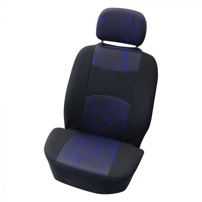 Set huse scaune fata auto Peugeot 207, Carpoint Classic Negru/Albastru 4 buc ( 2 huse scaune fata + 2 huse tetiere)