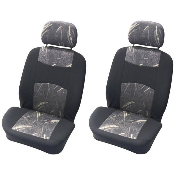 Set huse scaune fata auto Seat Cordoba, Carpoint Classic Negru/Gri 4 buc ( 2 huse scaune fata + 2 huse tetiere)