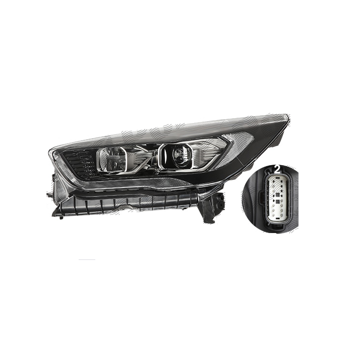 Far Ford Kuga, 02.2016-, fata, Stanga, ST-Line, bi-xenon; cu lumini de curbe; cu LED daytime running light; D3S+H1+LED; electric; negru, transparent cu alb insert; cu motor, VALEO
