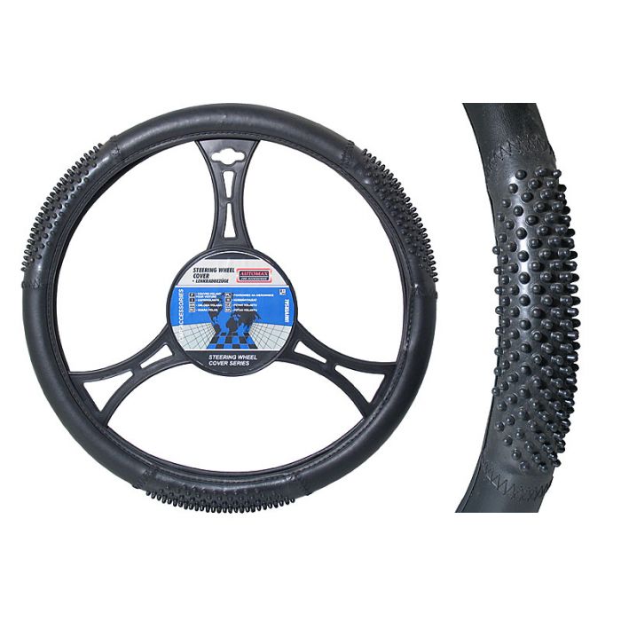 Husa volan Black Tir material cauciucat diametru 49-51 cm
