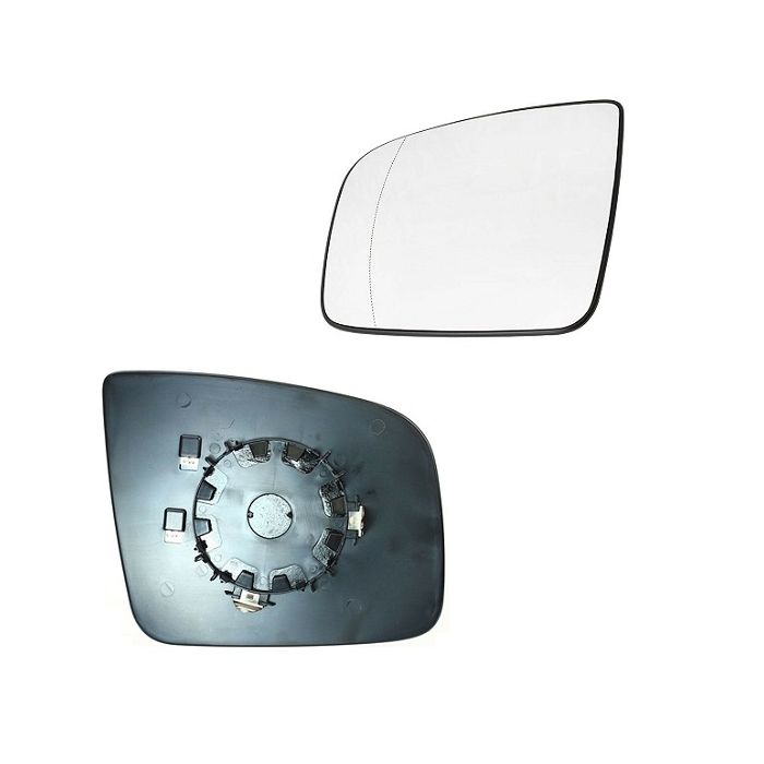 Geam oglinda exterioara cu suport fixare Mercedes Vito/ Viano (W639), 10.2010-2014, Stanga, geam asferic; cromat,