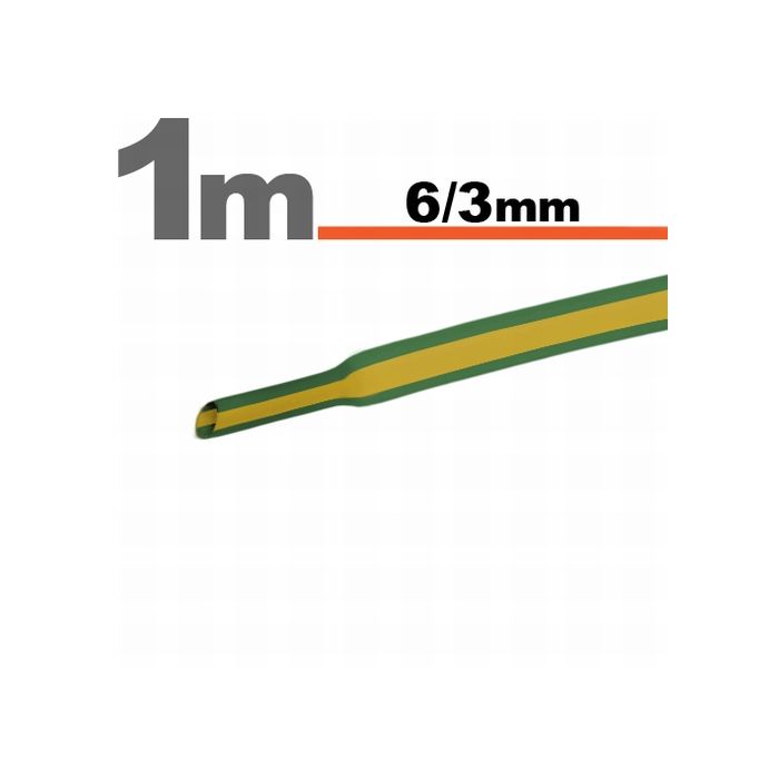 Tub termocontractibil pentru izolare ,marcare si protectie Galben-verde 6 / 3 mm, 10m