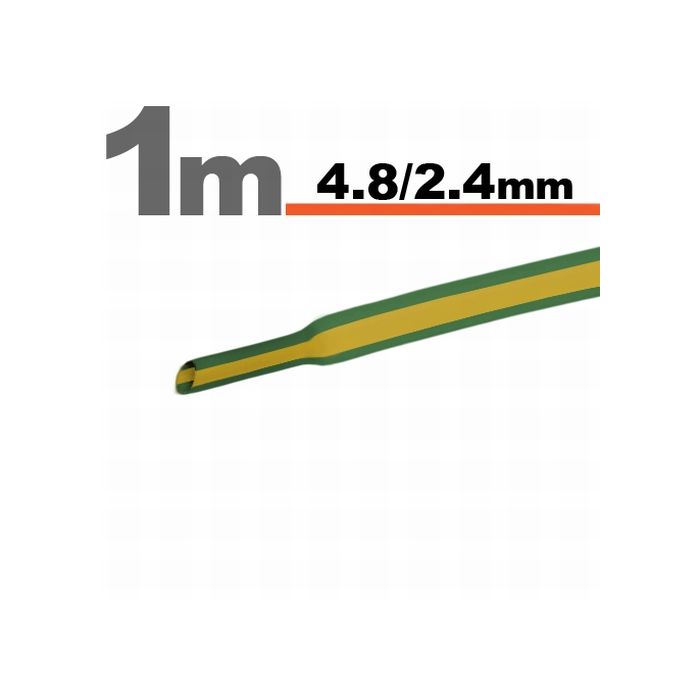 Tub termocontractibil pentru izolare ,marcare si protectie Galben-verde 4,8 / 2,4 mm, 5m