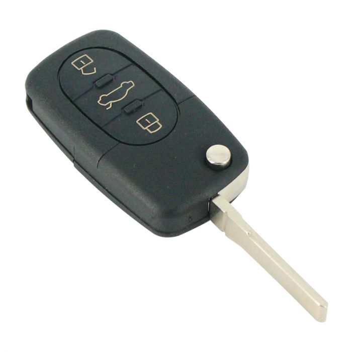 Carcasa cheie tip briceag Audi, model cu cu 3 butoane, pentru baterie tip CR2032, fara buton panica