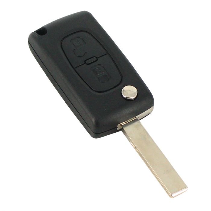 Carcasa cheie tip briceag Peugeot 407, 2 butoane, lama HU83-SH2 cu suport baterie