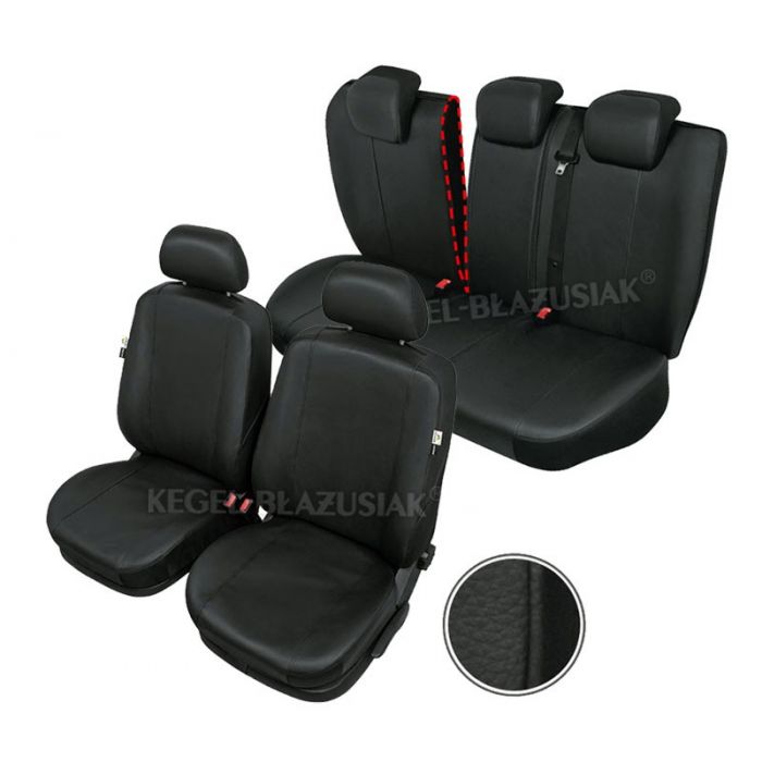 Huse scaune auto imitatie piele Dacia Logan MCV, set huse fata + spate, culoare negru