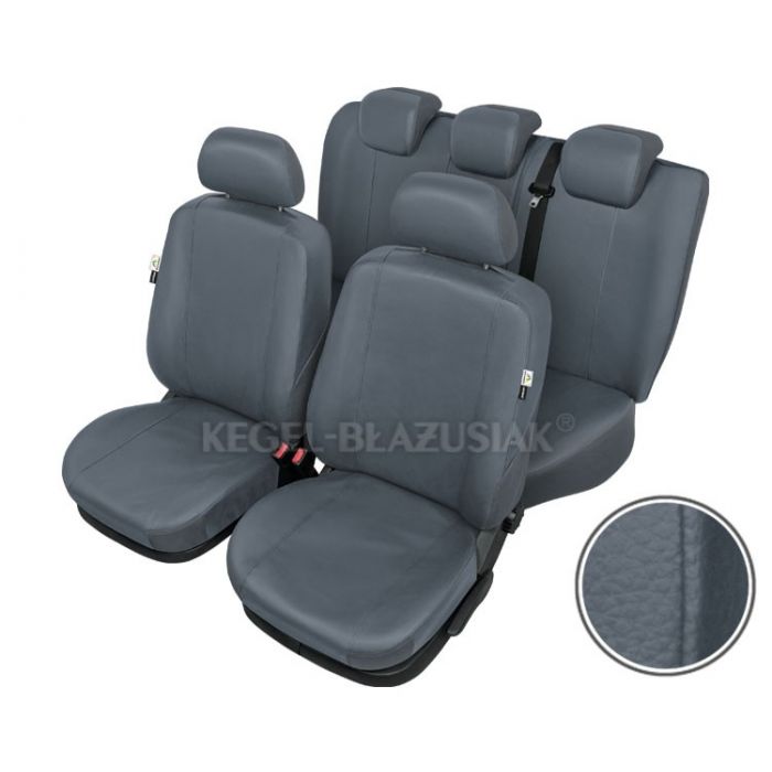 Huse scaune auto imitatie piele Nissan Note 2 dupa 2012-, set huse fata + spate, culoare Gri