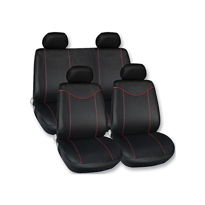 Set huse scaune fata - spate auto Hyundai Matrix, Streetwize Racing Style rosu 11 piese