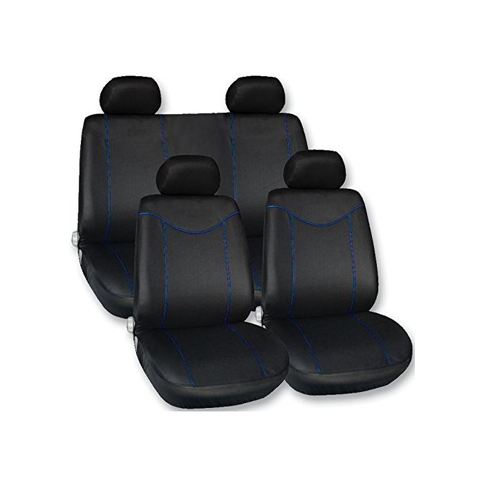 Set huse scaune fata - spate auto Dacia Sandero, Streetwize Racing Style Albastru 11 piese