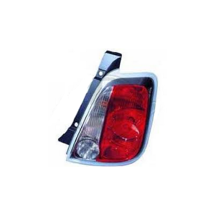Stop spate lampa Fiat 500 (312) 03.2007-08.2015 Hatchback, cu suport becuri, rama silver, cu lampa mers inapoi, Magneti Marelli 714027040884; partea Dreapta