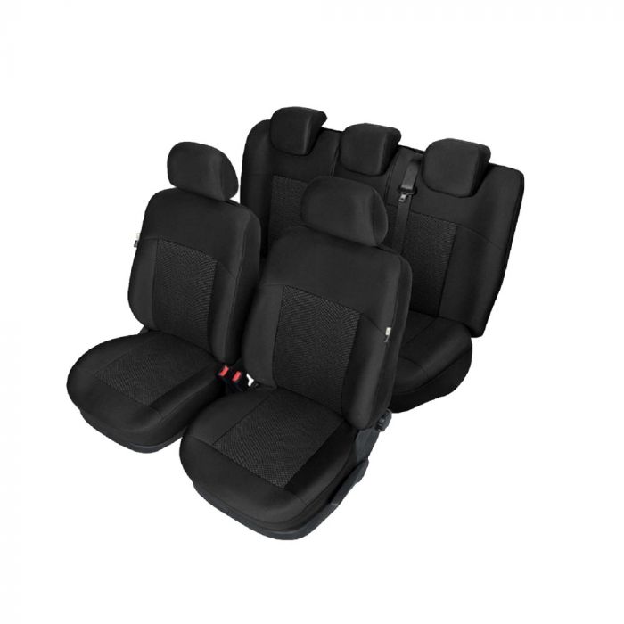 Set huse scaun model Poseidon Negru pentru Hyundai I20 pana la 2015, set huse auto Fata + Spate