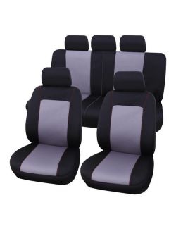 Set huse scaune fata - spate auto Citroen C3, Carpoint Lisboa 9 buc gri-negru