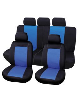 Set huse scaune fata - spate auto Alfa Romeo 147, Carpoint Lisboa 9 buc albastru/negru