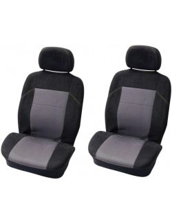 Set huse scaune fata auto Seat Ibiza 2000-, Carpoint Suede negru 4 buc ( 2 huse scaune fata + 2 huse tetiere)
